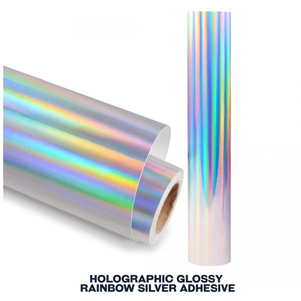 Adhesive Vinyl Holographic - Glossy Rainbow Silver